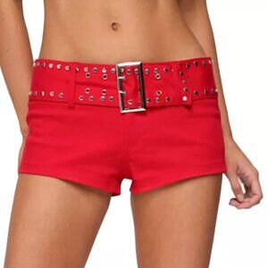 Red Belted Shorts from Edikted